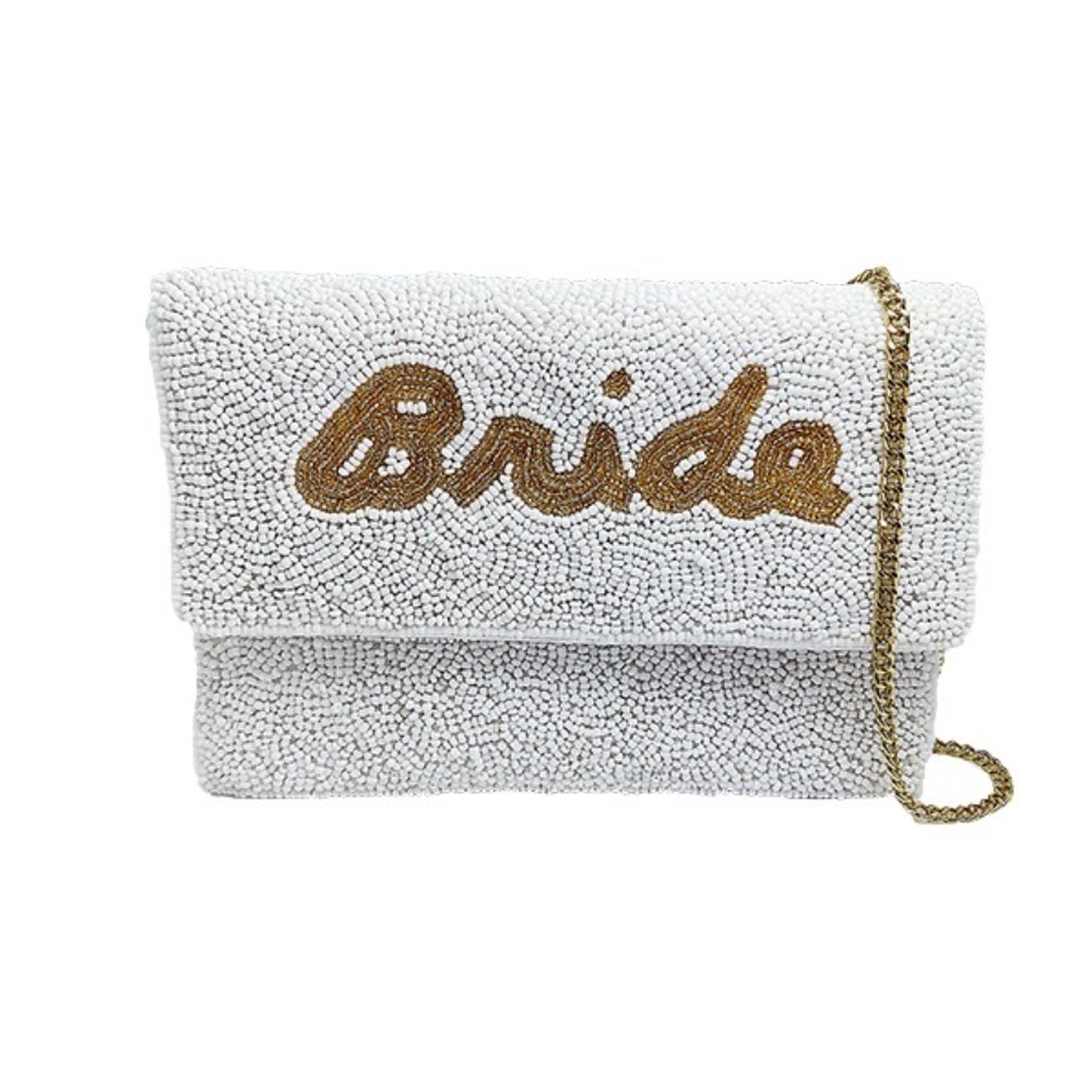 Last1! NWT Bride Ivory Beaded Clutch Bag